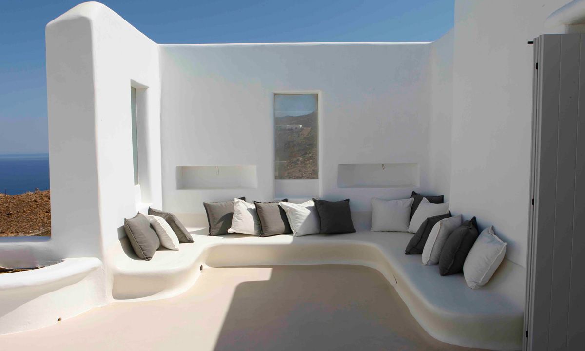 seating area villa fanari sunset mykonos