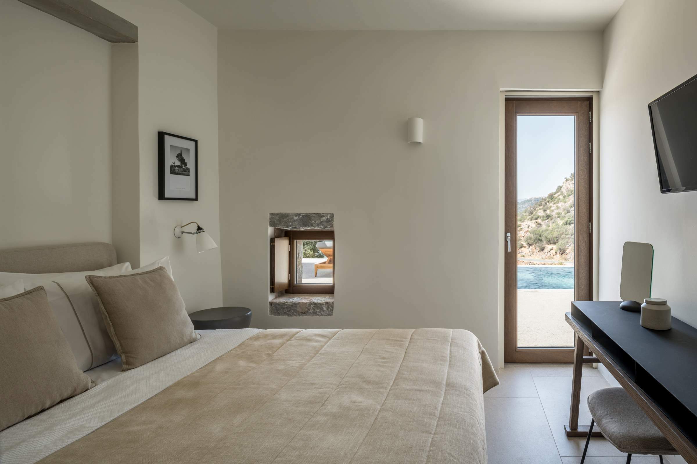 luxury mani villas greece double bedroom