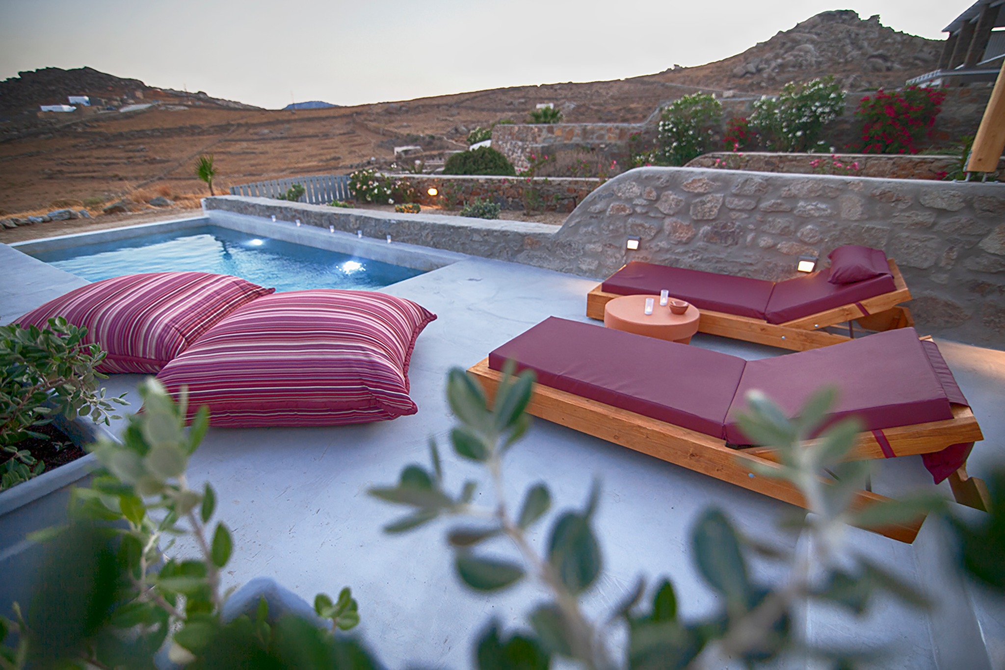 villa linos kalafatis mykonos pool area