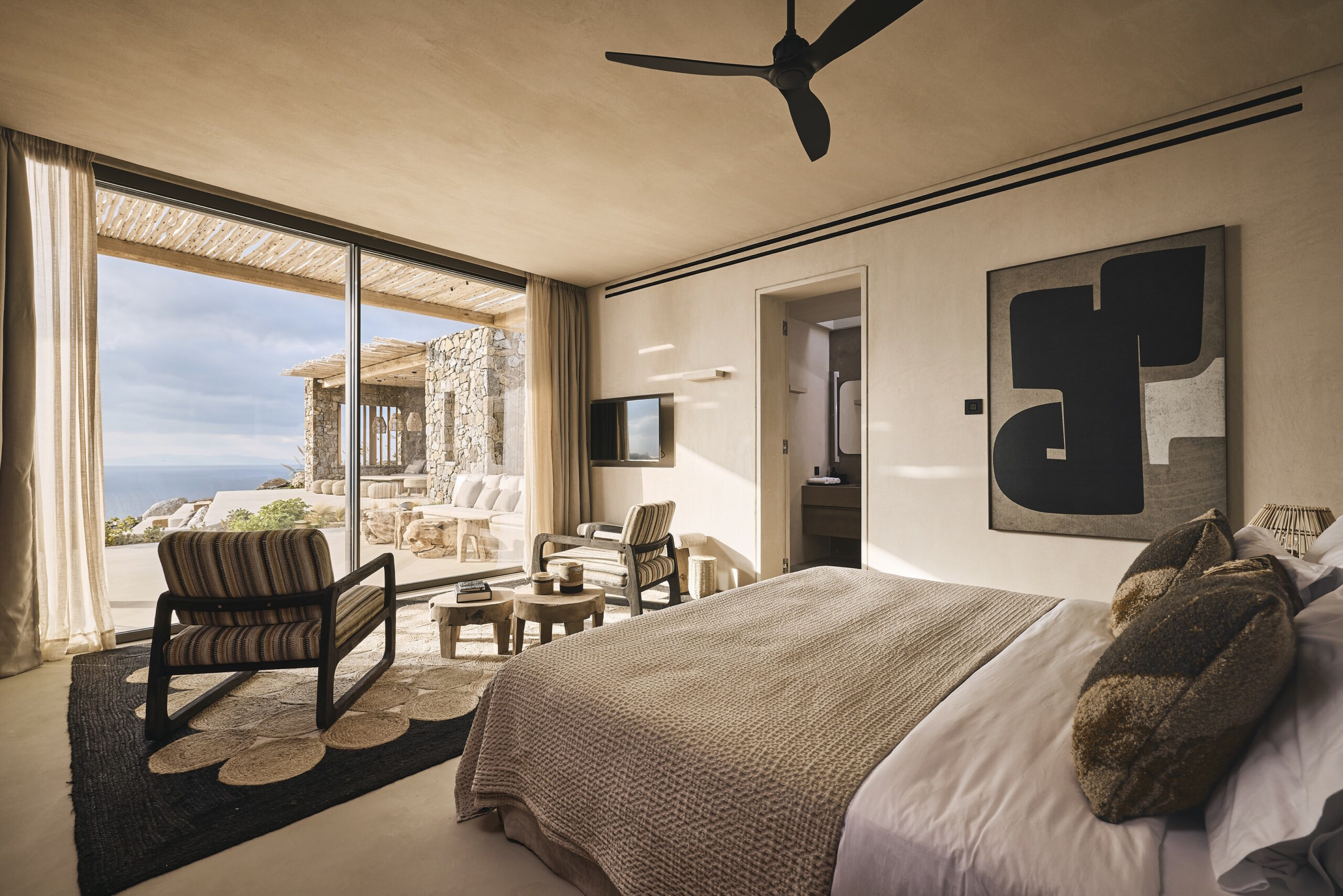 luxury villa paradisia mykonos master bedrooms