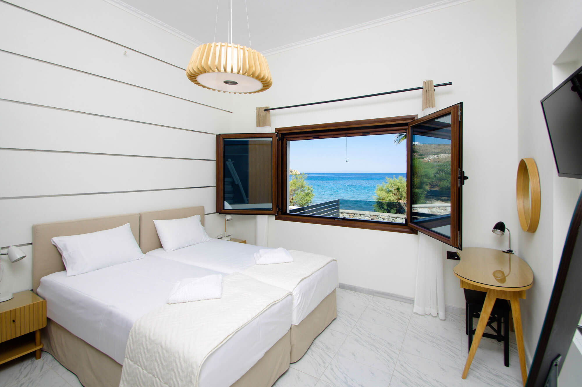 kini beach house syros twin bedroom