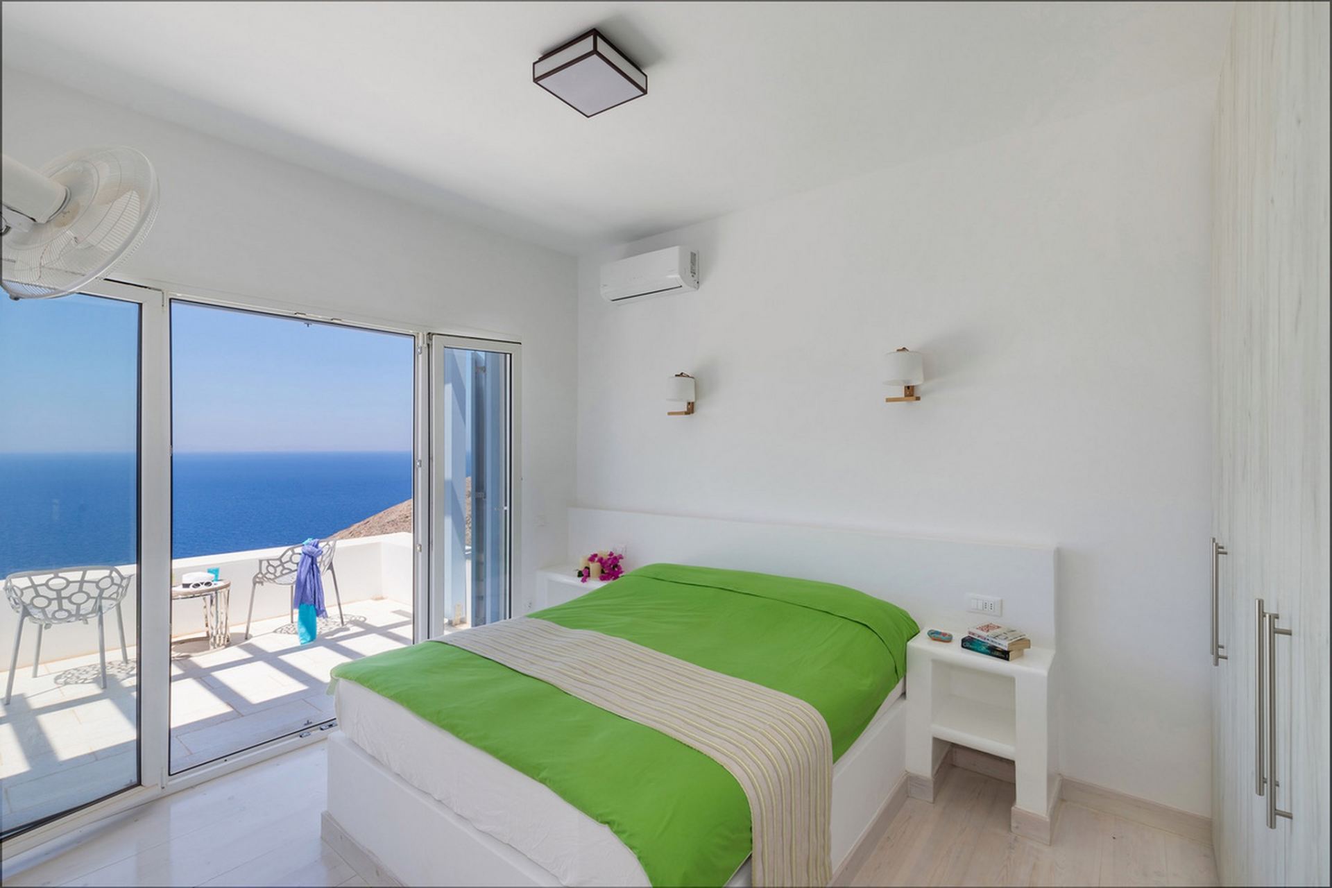 syros blue villa bedroom views