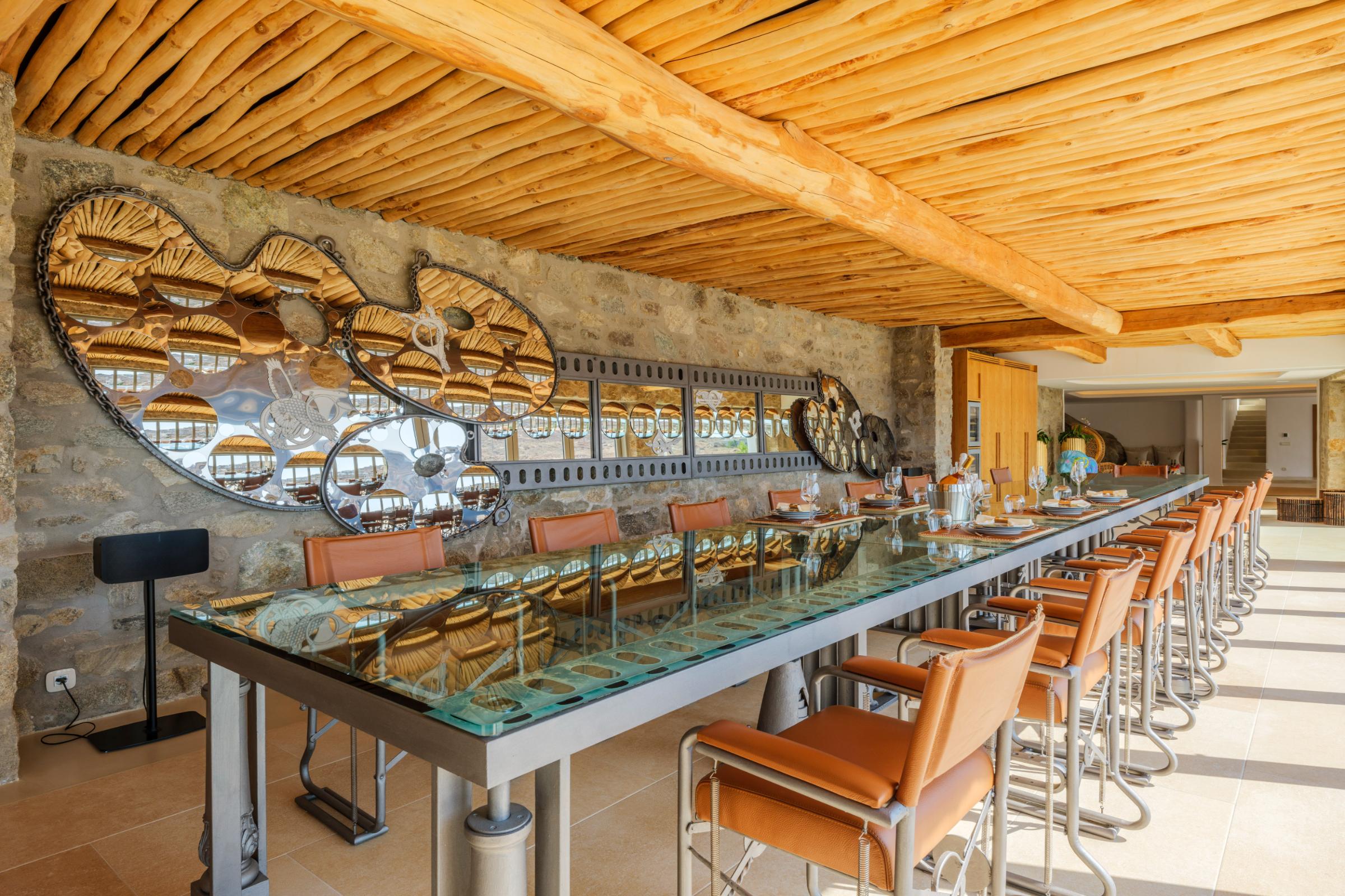 Beach Villa Houlakia mykonos dining terrace